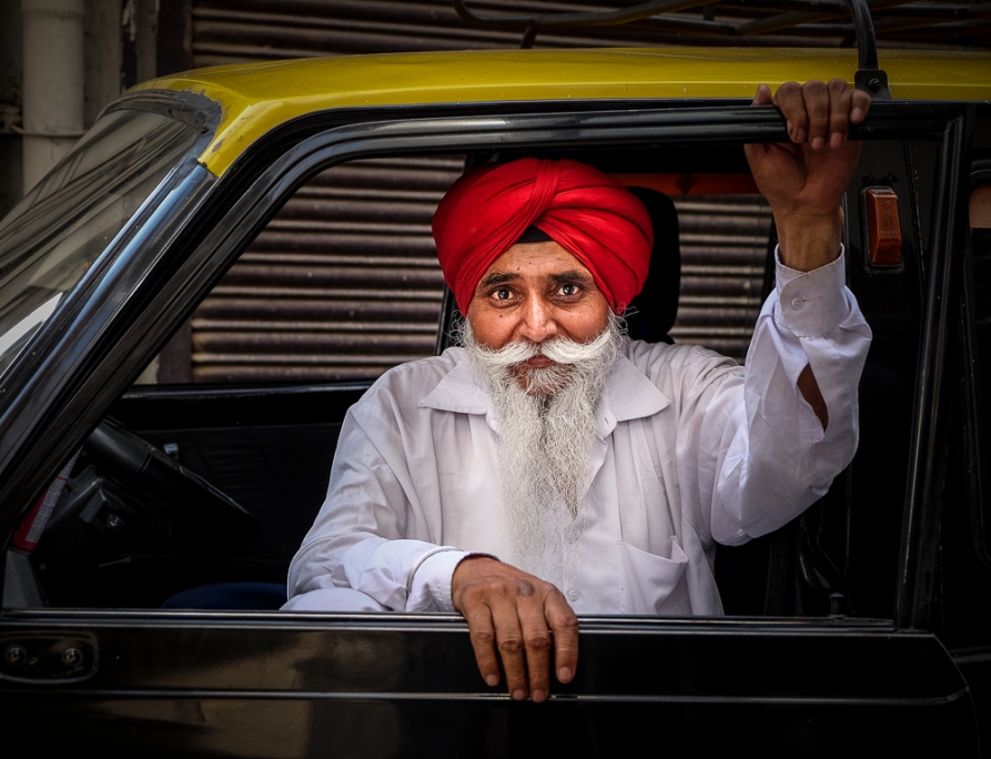 Sikh taxi driver Delhi India
