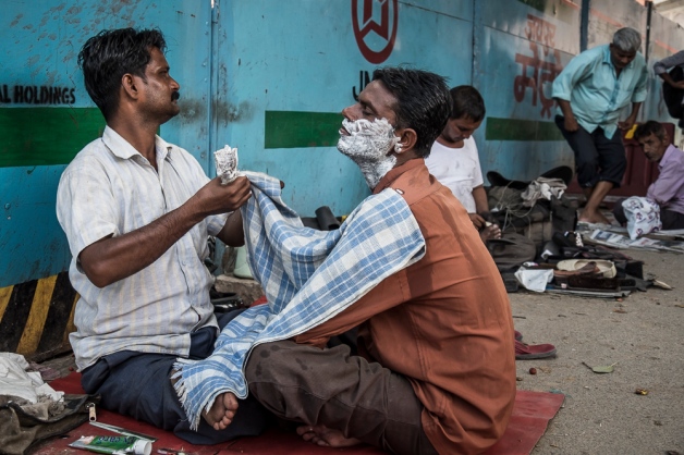 Man having shave Jaipur India